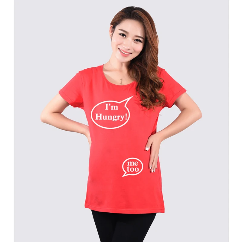 Забавные Беременность футболки для беременных Для женщин печати я голоден мамы