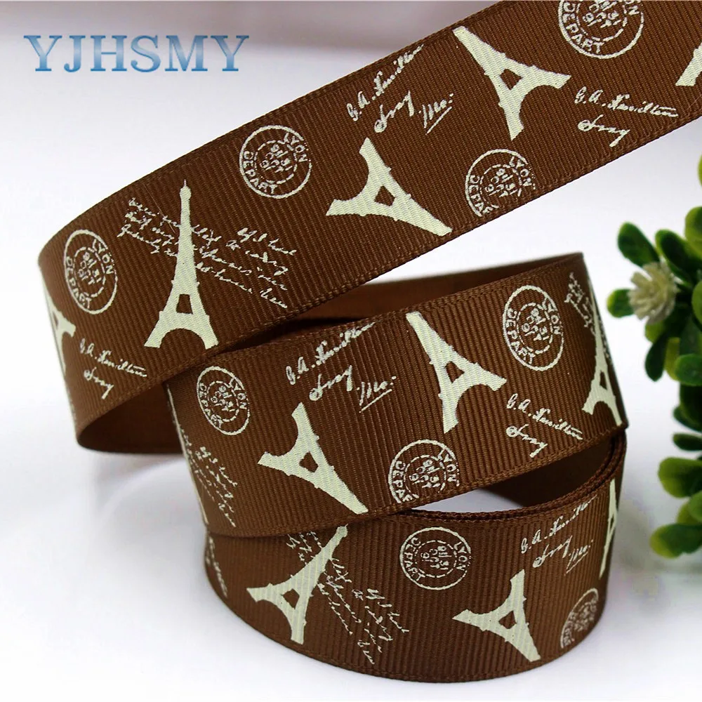 YJHSMY F 17613 539 25 мм 10 ярдов башня печатных grosgrain ленты DIY ручной работы аксессуары для