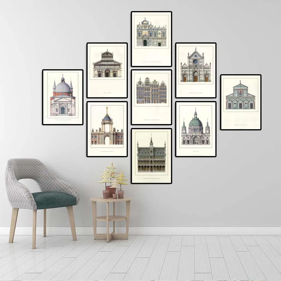 Home Decoration Wall Art Canvas Poster and Print Painting Decorative Picture For Living-room Architecture castle |