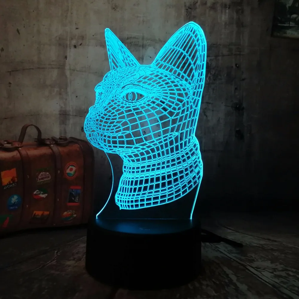 Новинка ночник amрой в виде кошки H 7 цветов 3D светодиодный настольная лампа для