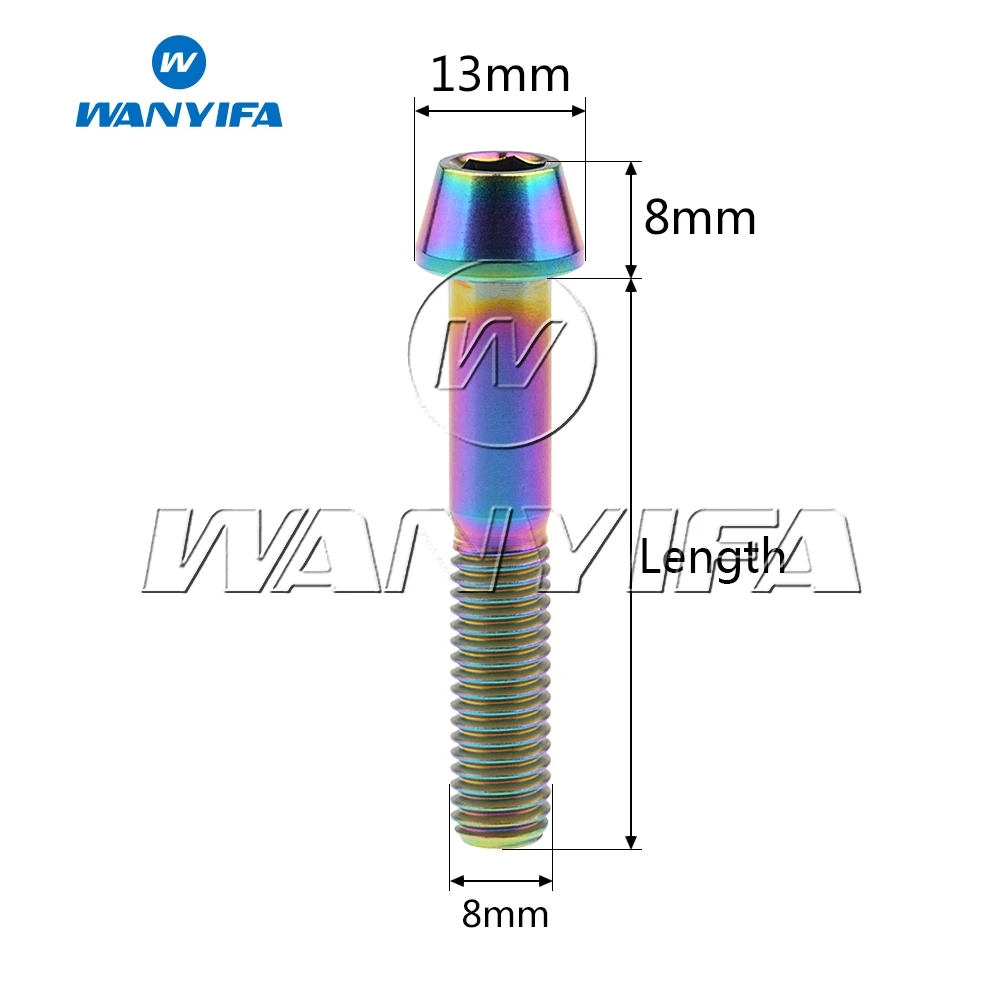 Wanyifa M8 коническая головка 5 класса титановые болты 20 25 30 35 40 45 50 мм Винт для мотоцикла