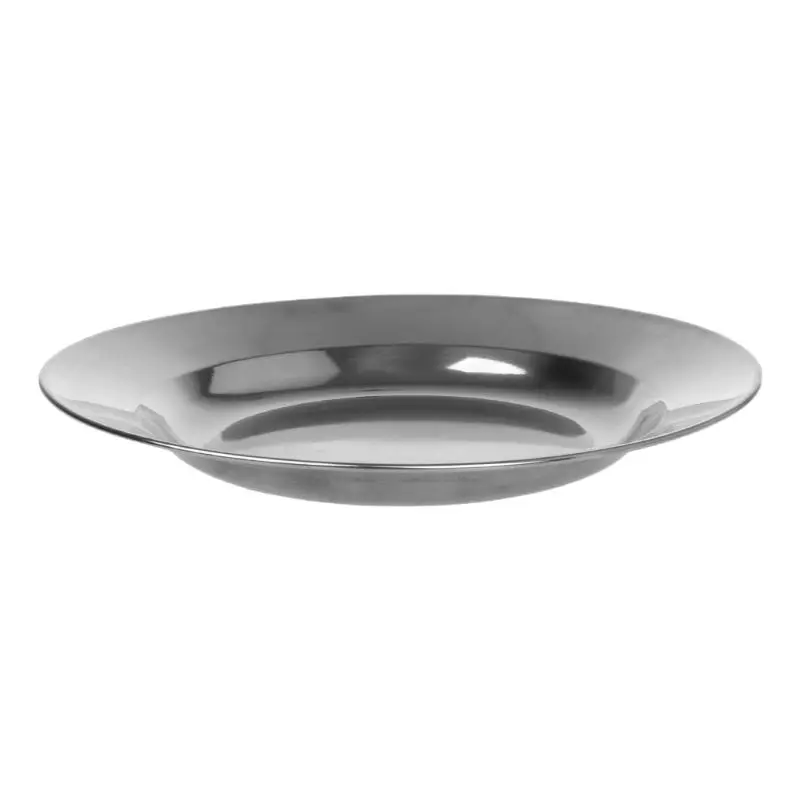 Круглая обеденная тарелка из нержавеющей стали, поднос для еды, посуда для кемпинга, пикника, домашнего использования - Цвет: 24cm