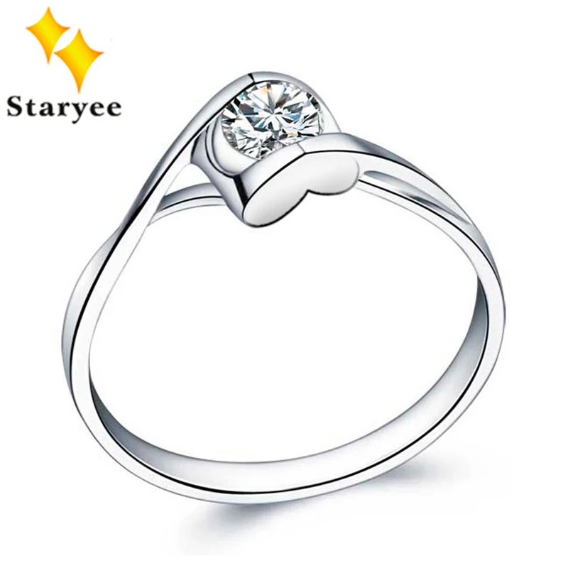 

0.5CT Charles Colvard VVS D Moissanite обручальные кольца сертифицированные 14K белое золото сердце стиль ювелирные изделия для женщин