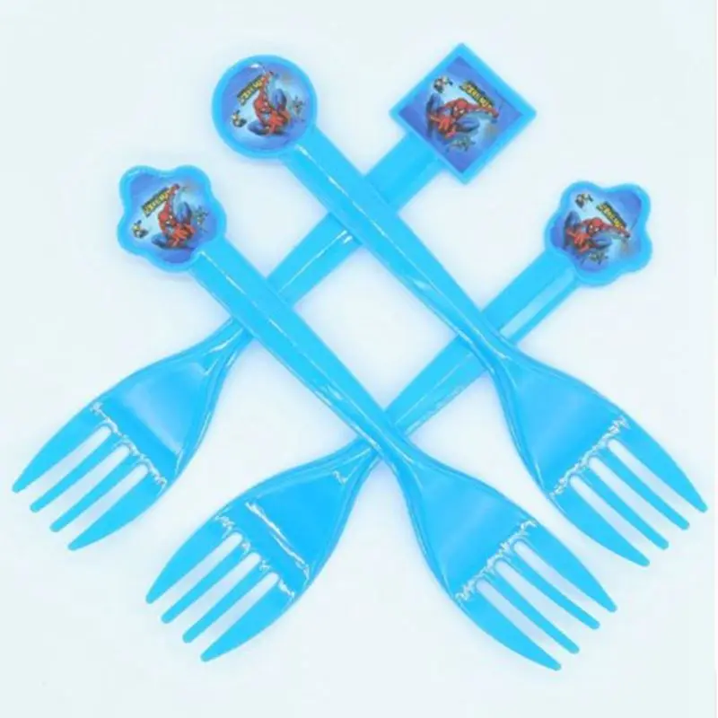 10pcs fork На тему Человека-паука декор для вечеринки в честь Дня Рождения Бумага Салфетка под тарелку кружку баннер/Флаг коробка конфет бледно-желтая Посуда Набор Baby Shower вечерние поставки - Цвет: 10pcs fork