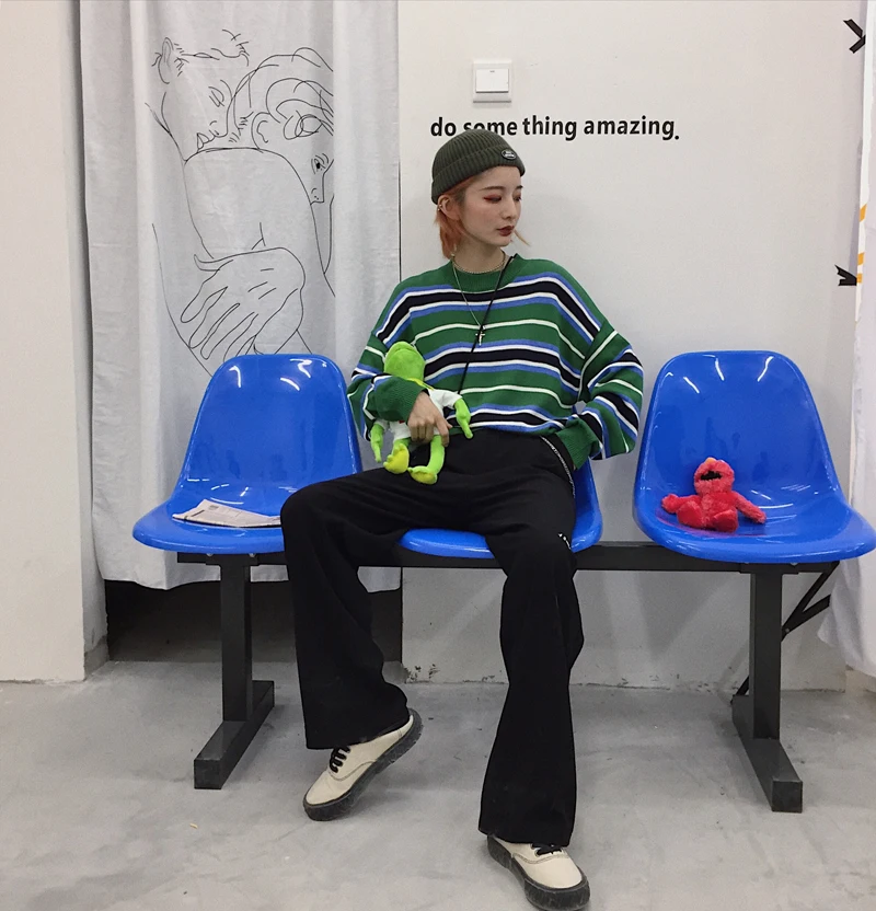 Женская одежда осенняя уличная новинка ulzzang корейская мода Харадзюку Свободный