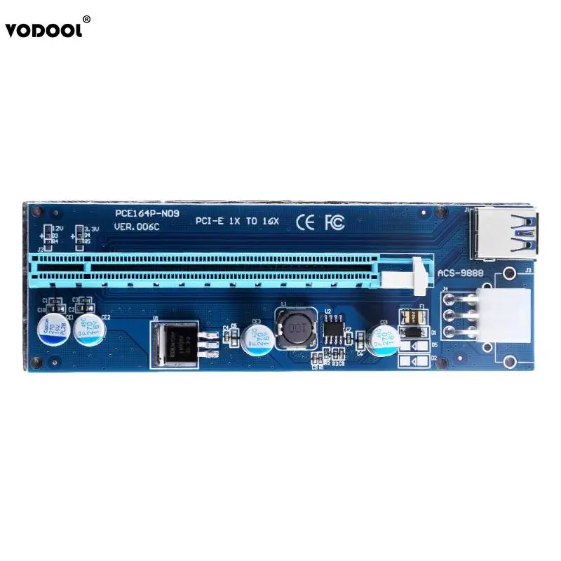 USB 3 0 PCI E Express 1X к 16X расширитель Riser Card адаптеру с 6 контактным кабелем питания для