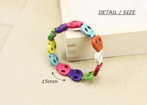 Ручной работы череп Неоновые Конфеты Красочные растягивающиеся браслеты и