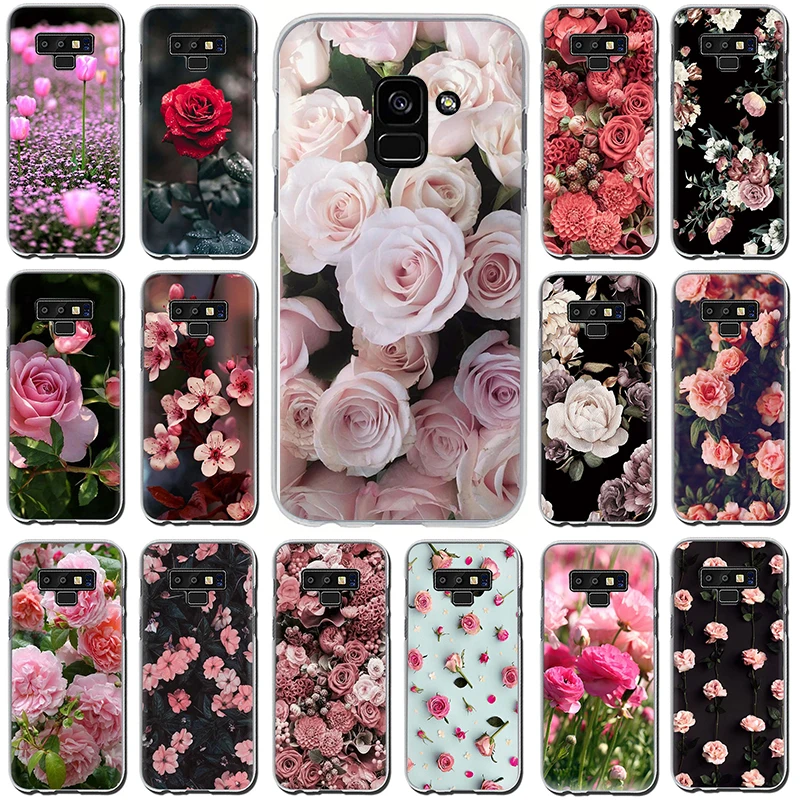 Розовый с цветочным принтом жесткий чехол для телефона Samsung Galaxy A3 A5 A6 A8 плюс A7 A9 A10