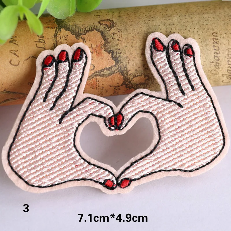 1 шт. жесты Ok Love Expression DIY значки с героями мультфильмов одежда вышитая нашивка