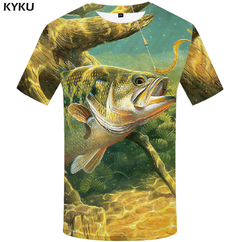 KYKU Fish Мужская 3D футболка с изображением животных Цифровая тропическим принтом