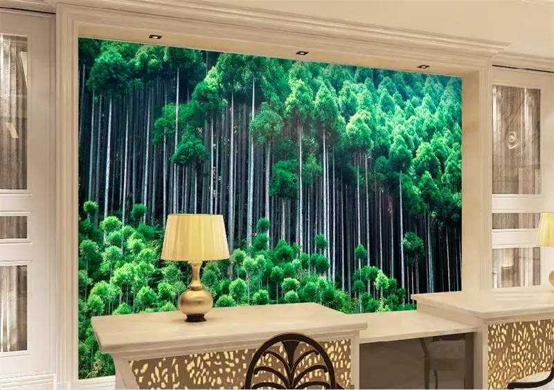 3D комната зеленый бамбук лес живопись обои на заказ HD фотообои нетканые ТВ фон