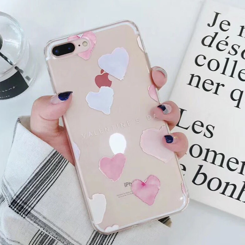 LACK Lovely Cartoon Letters Clear Phone Case For iphone 6 6s Simple Love Heart Soft TPU Cases 7 8 Plus X Back Cover |