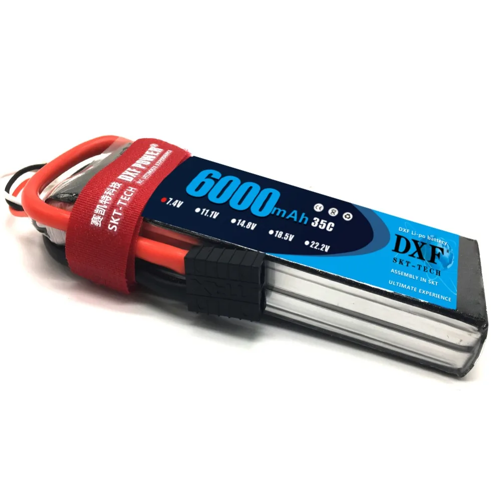 

DXF RC Lipo Battery 2S 7.4V 6000mAh 35C 60C for RC 1/10 Scale TRX Car Boat Helicopter Quadcopter