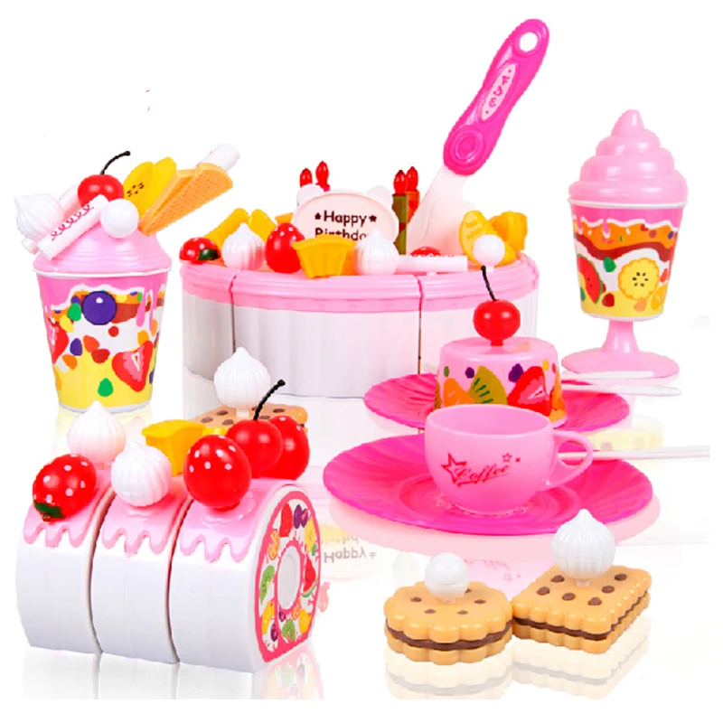 Children Play House Toys Miniature kitchen Cookware Set fruit Birthday Cake Creative Assembling Toy | Игрушки и хобби