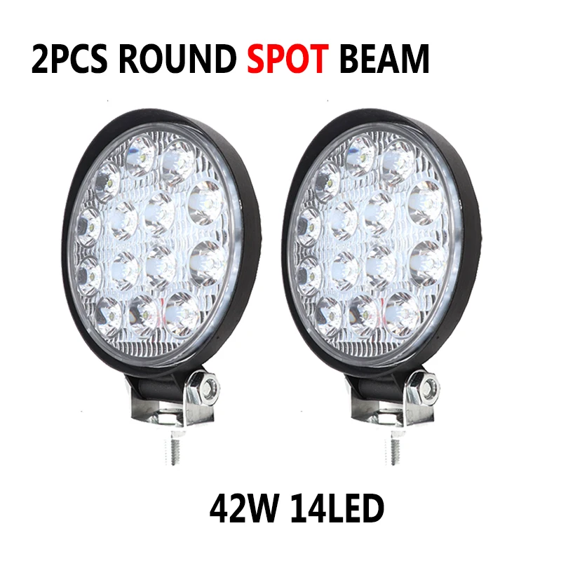 

2X 4 inch 42W 14 LED Car Work Light Spot Beam LED Bar For Motorcycle Tractor Jeep Off Road 4WD 4x4 Truck SUV ATV