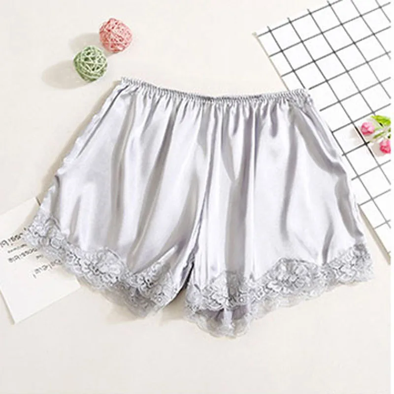 silver-lace Летние шорты для сна размера плюс, женские безопасные короткие леггинсы, сексуальная свободная верхняя одежда, популярные штаны, черная белая кожа, домашняя ночная рубашка - Цвет: silver-lace