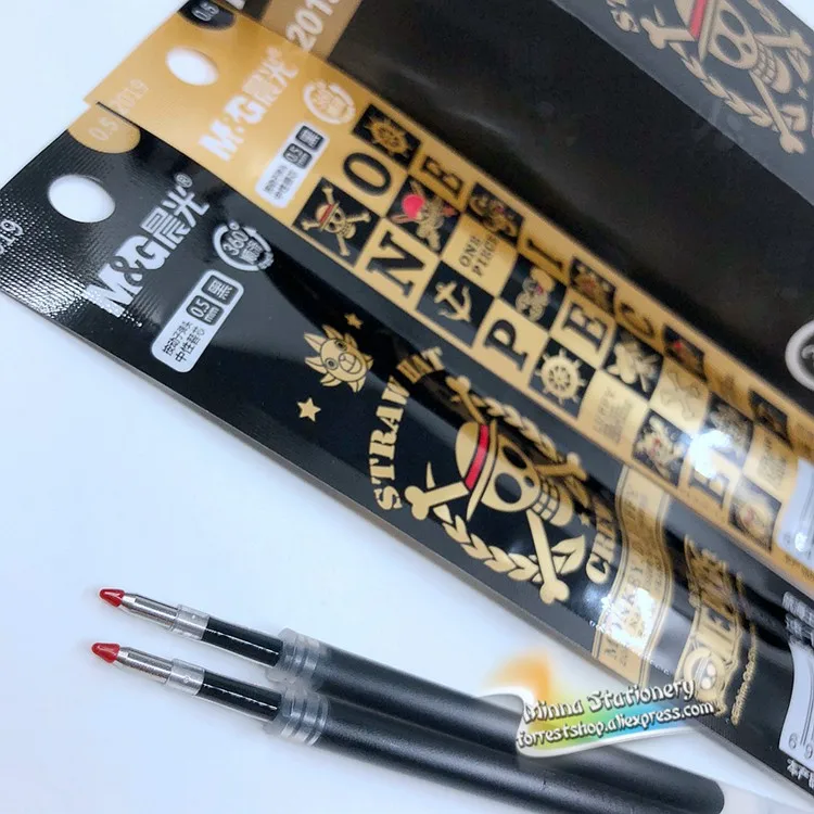 6 шт./лот) M& G one piece Аниме гелевая ручка заправка 0,5 мм нейтральные чернила черные 11 см Канцелярские Принадлежности для офиса и школы Пишущие принадлежности M2019