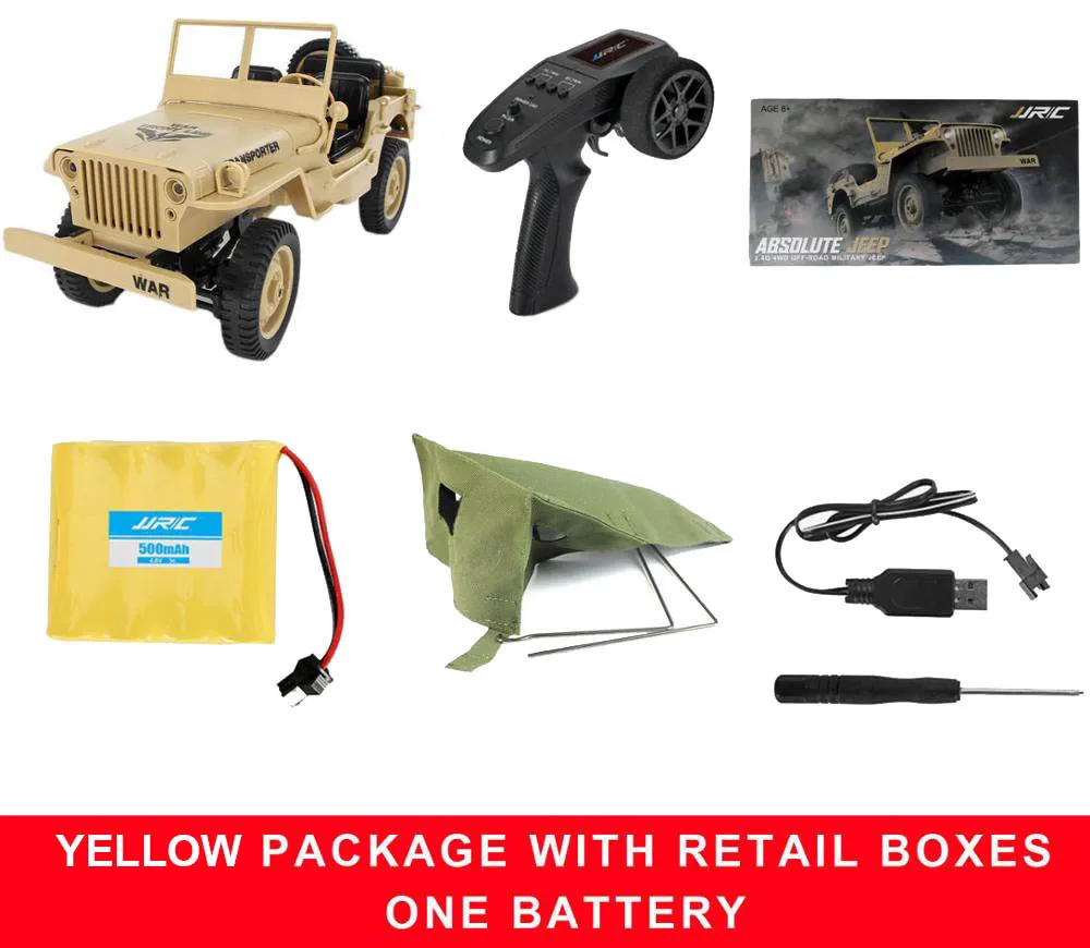 Yellow Retail Box JJRC Q65 1:10 RC Автомобиль 2,4G 4WD трансформер пульт дистанционного управления светильник джип четыре колеса внедорожный военный грузовик скалолазание Машинки Игрушки - Цвет: Yellow Retail Box