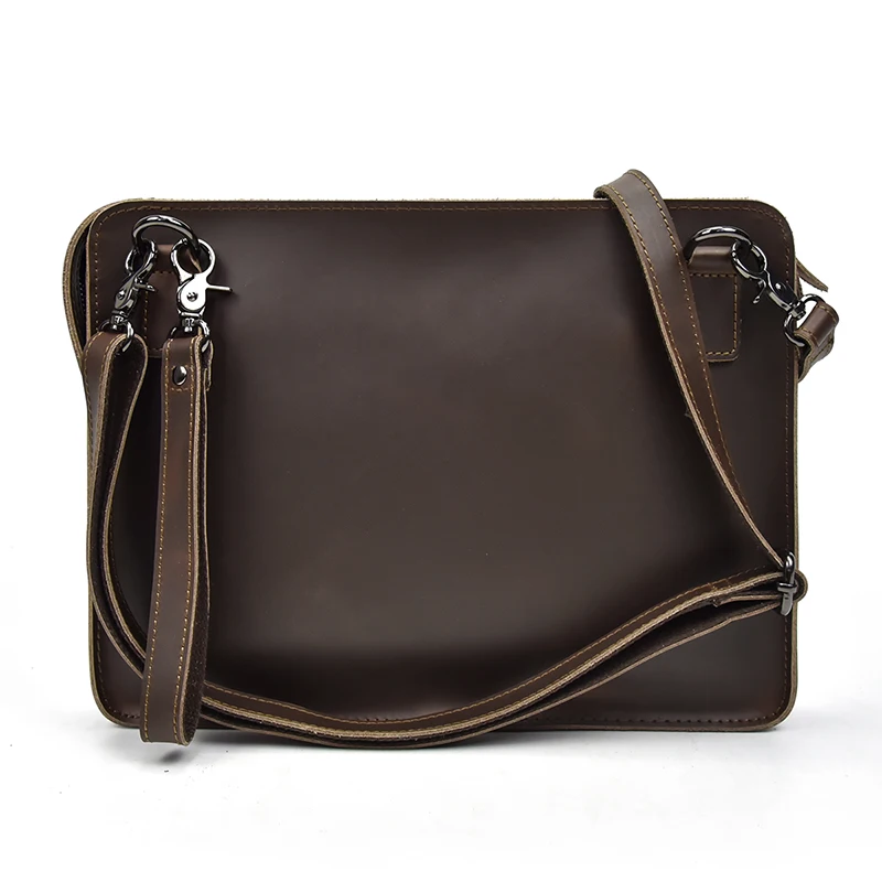 Kopen Mode Echt Leer Mannen Vrouwen Clutch Bag A4 Koeienhuid Schouder Tas Gloss Flap Tassen Werk Handtas Voor Ipad Grote Portemonnee