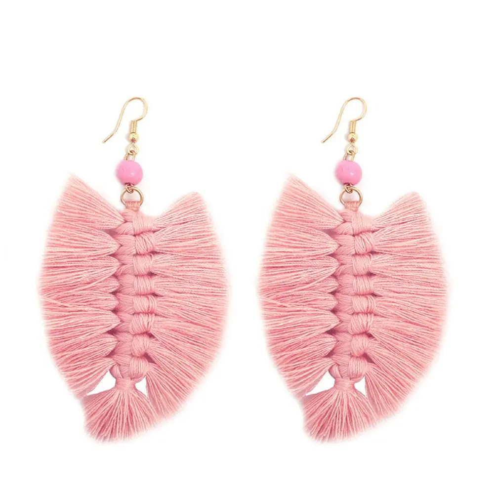 Pink Длинные серьги с кисточками для женщин, богемные серьги в виде листьев, этнические летние серьги с бахромой, ювелирные изделия, Boucles d'oreuilles Pour Les Femmes - Окраска металла: Pink
