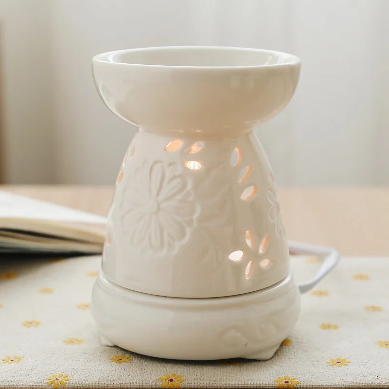 White 110V Электрическая горелка для масла, электрический нагреватель для воска, горелка для свечей, подогреватель масел, Нагреватель масел, курильница, эфирные масла, горелка - Цвет: White 110V