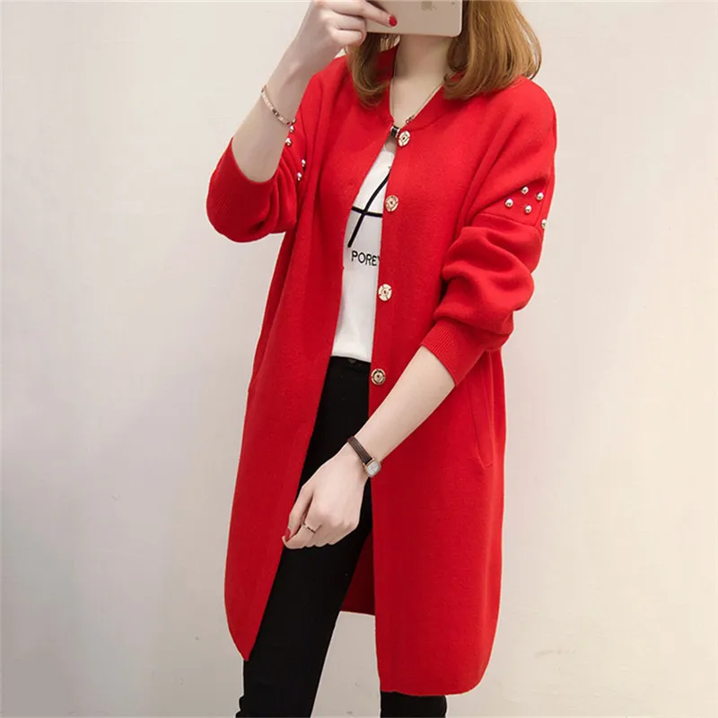 

Autumn Women Sweater 2018 New Medium Long Knitting Cardigan Female Jacket Top Fashion Loose Single-Breasted Ladies Sweater Cw575