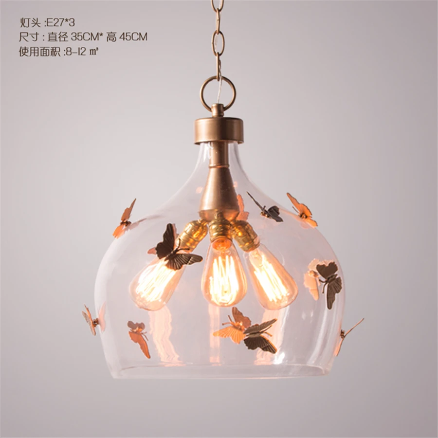 postmodern gold Butterfly Surround Glass pendant lights for kitchen bar dining room home deco hanging fixtures luxury villa lamp | Лампы и