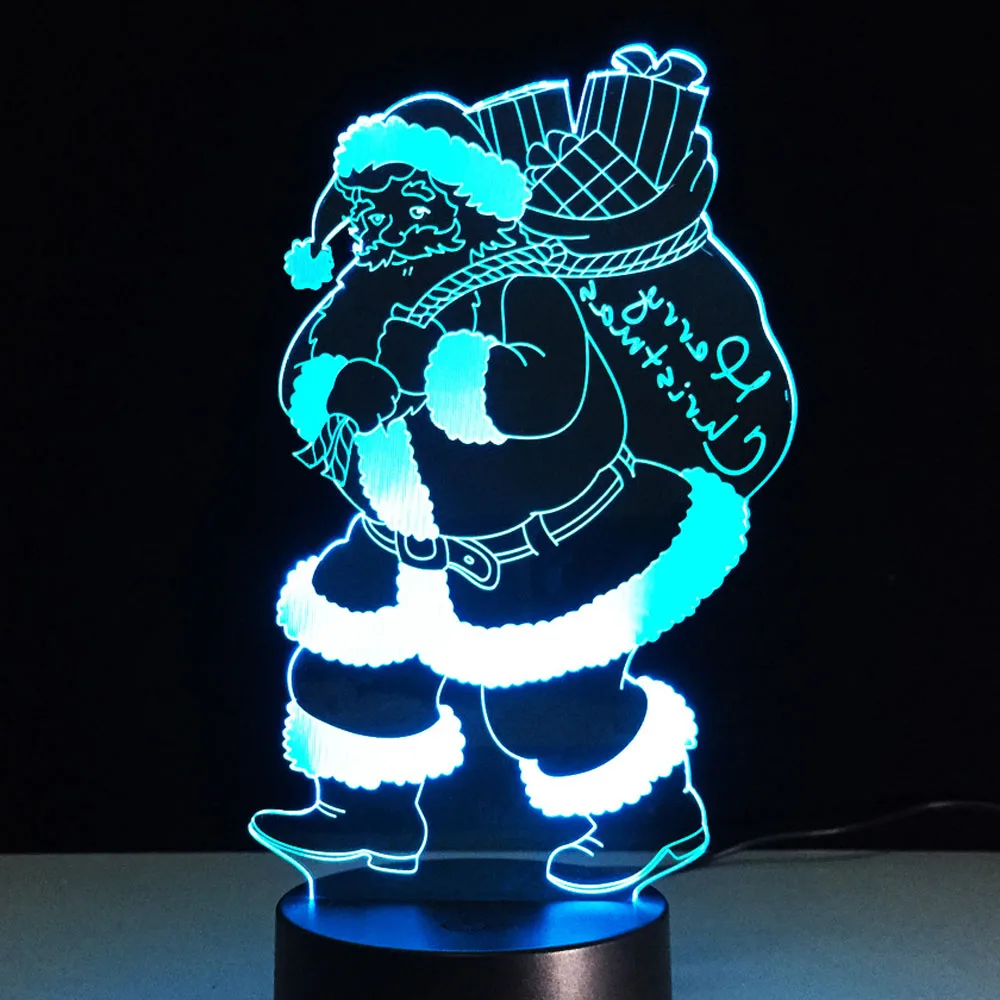 Санта Клаус Рождественский подарок LED Красочный ночник 3D Визуальный прекрасный