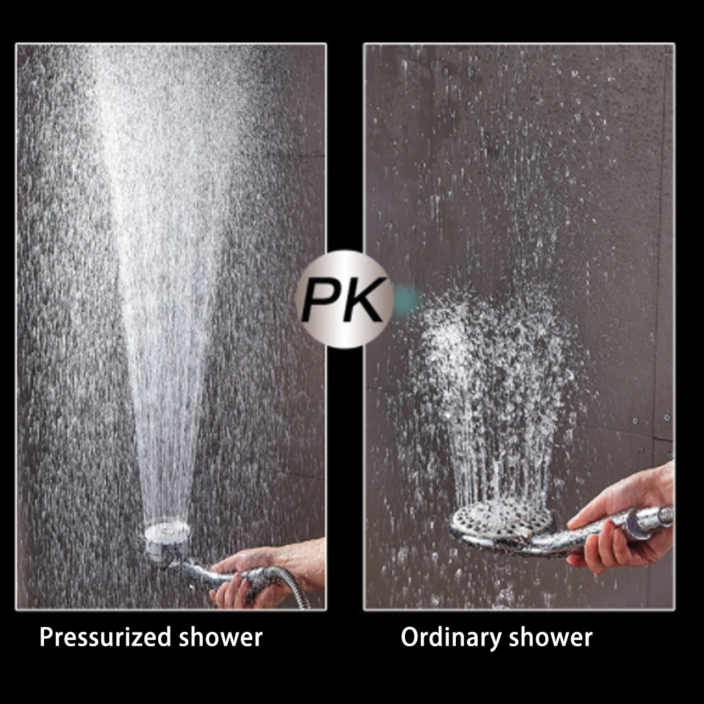 

High Pressure Shower Head Handheld Chrome 3 Gear Setting With ON/OFF Pause Switch Water Saving Adjustable Luxury Spa Detachable