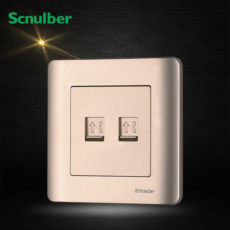 

86mm luxury champagne double telephone RJ11 4p wall switch socket outlet