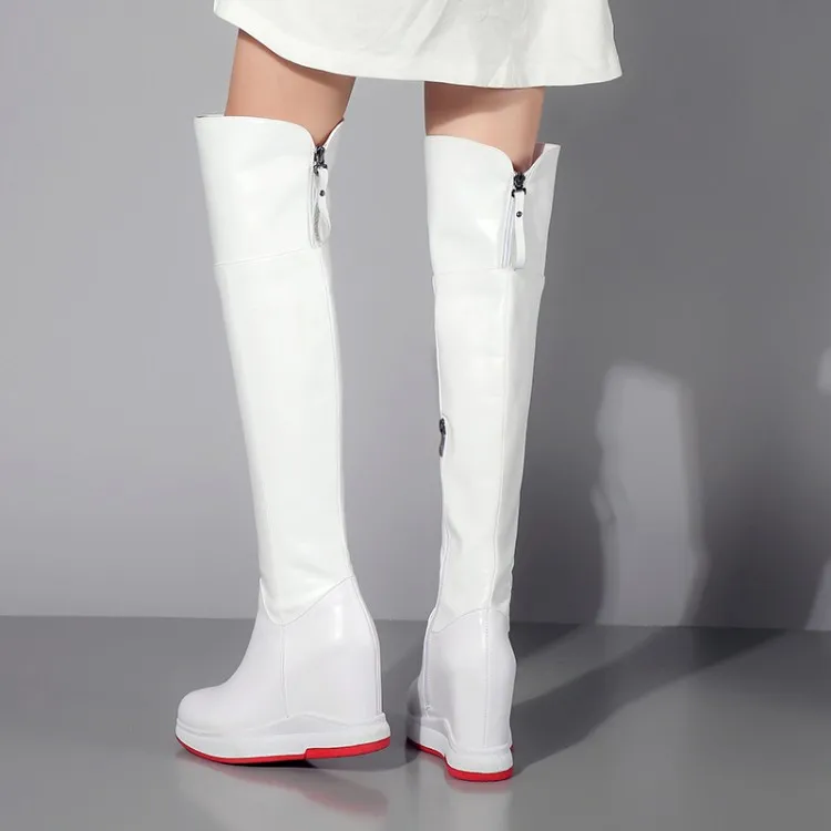 Женские облегающие высокие сапоги Модные женские ботфорты из натуральной кожи