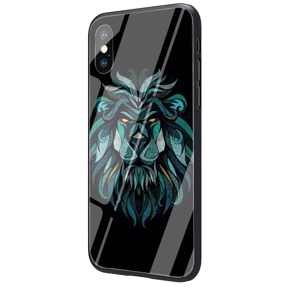 Модный чехол из закаленного стекла с дизайном льва Для iPhone 11 Pro 6 6S Plus 7 8 Plus X XS XR XS Max - Цвет: G3