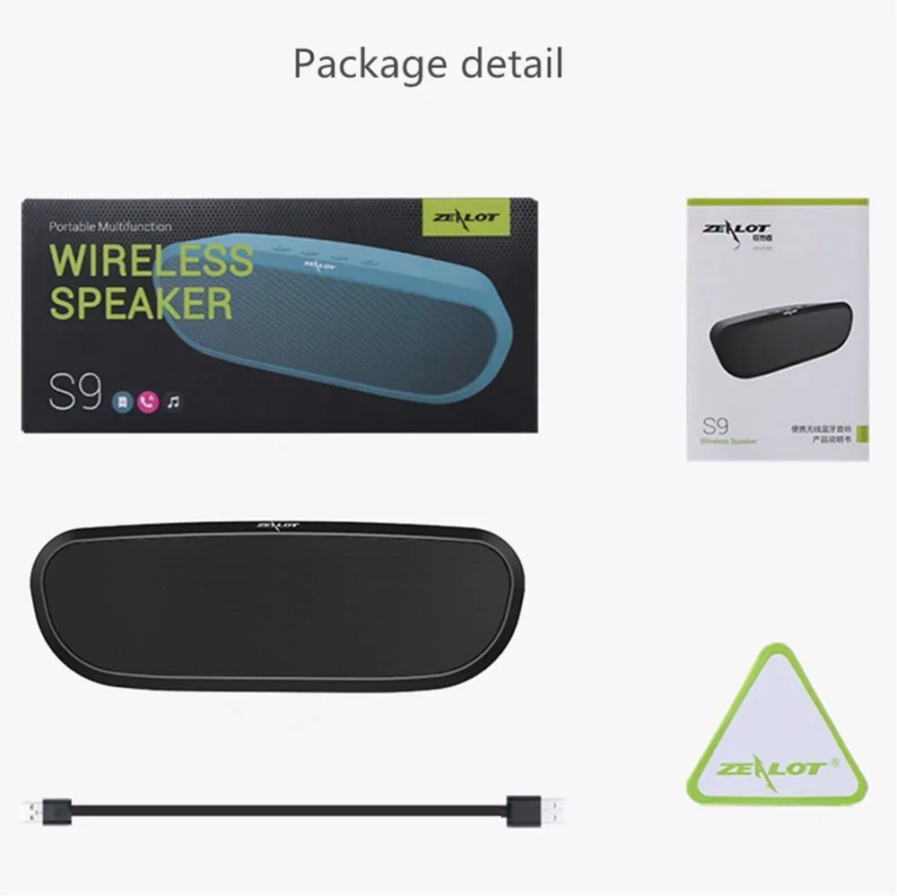 ZEALOT S9 Bluetooth колонка Беспроводная сабвуфер радиоприемник поддержка TF-карты AUX