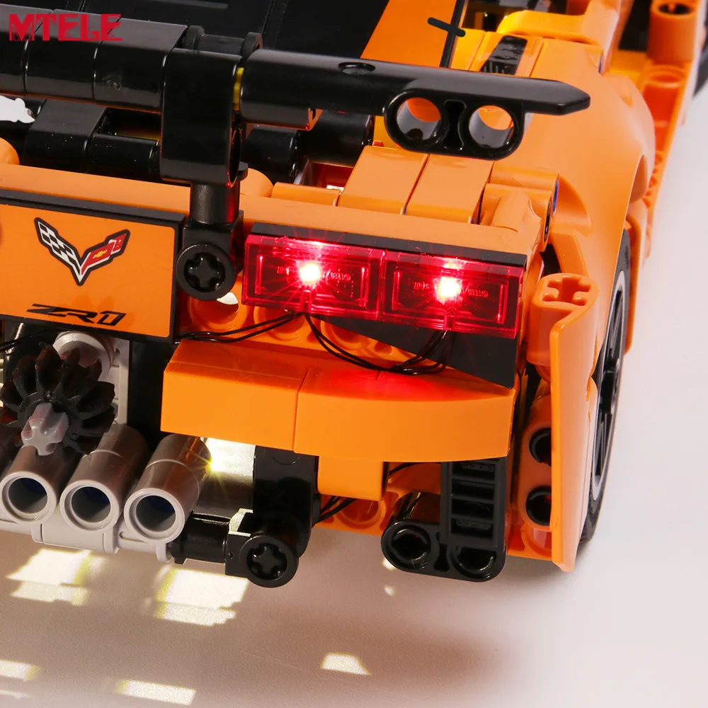 MTELE Brand LED Light Up Kit Toy For Technic Series Chevrolet Corvette ZR1 Lighting Set Compatile With 42093