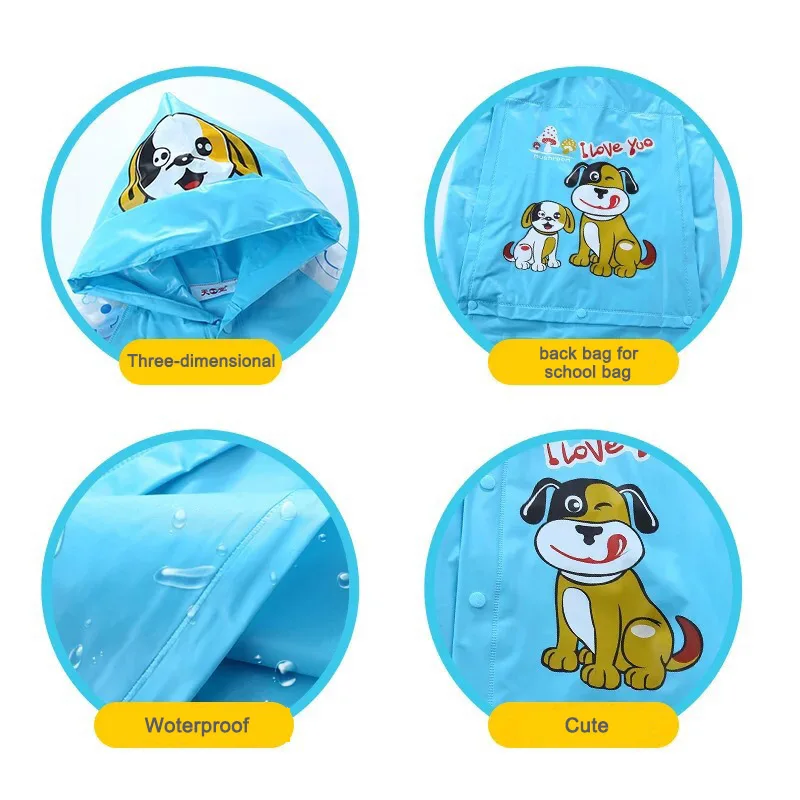 Дождевик детский непромокаемый с мультяшным рисунком для мальчиков и