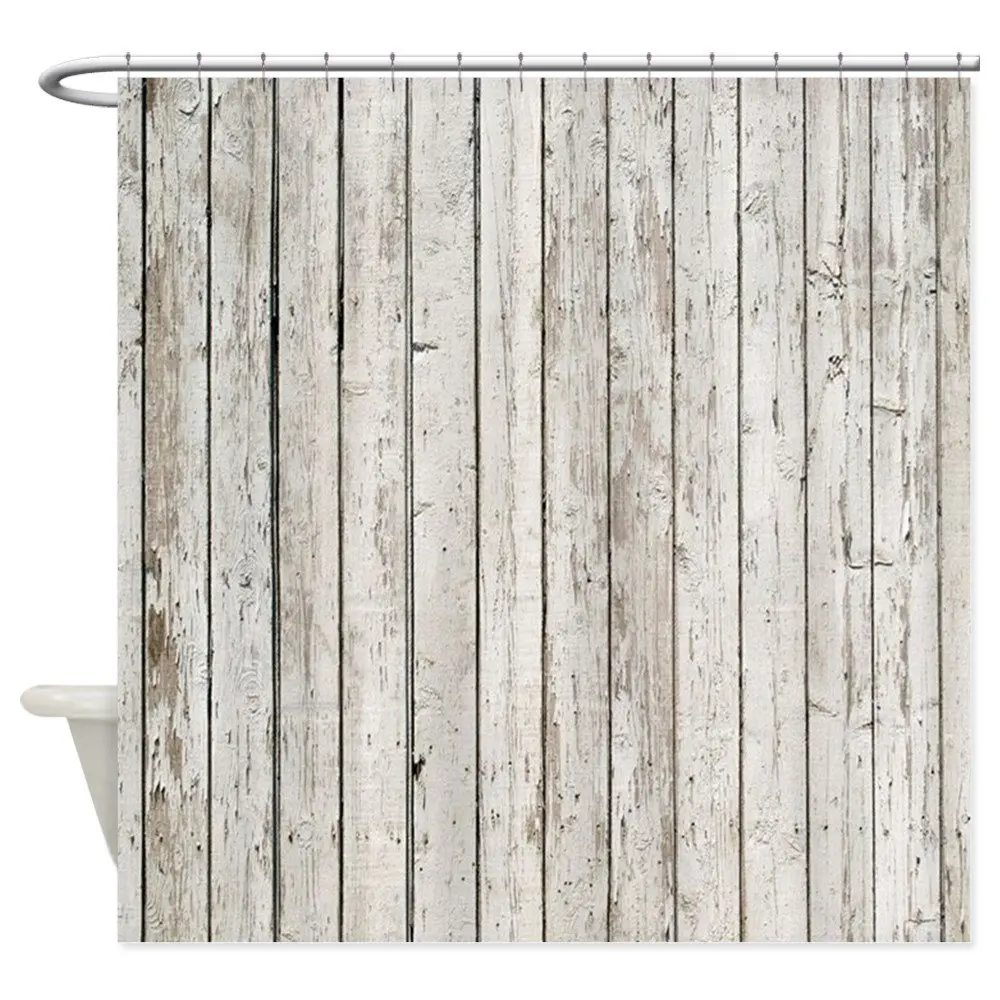 

Shabby Chic White Barn Wood Decorative Fabric Shower Curtain