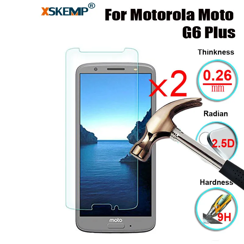XSKEMP 2 шт./лот 2.5D 0 26 мм 9H Премиум Закаленное стекло для Motorola Moto G6 Plus прозрачная