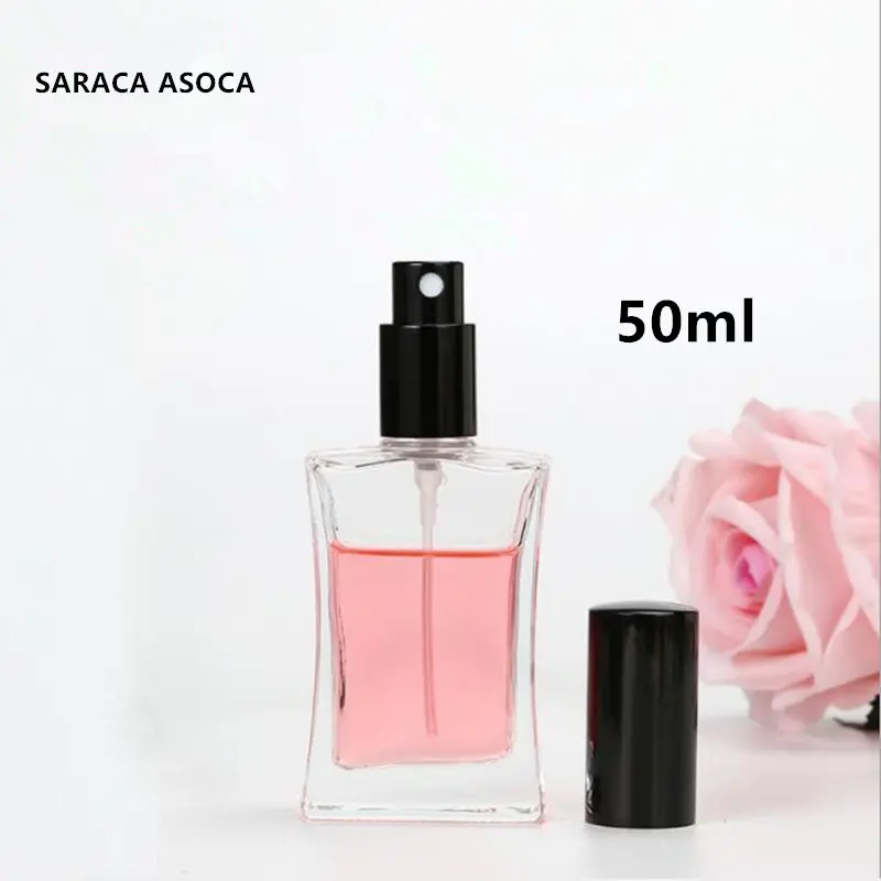 Стеклянные флаконы для духов большой емкости 50 мл квадратный спрей