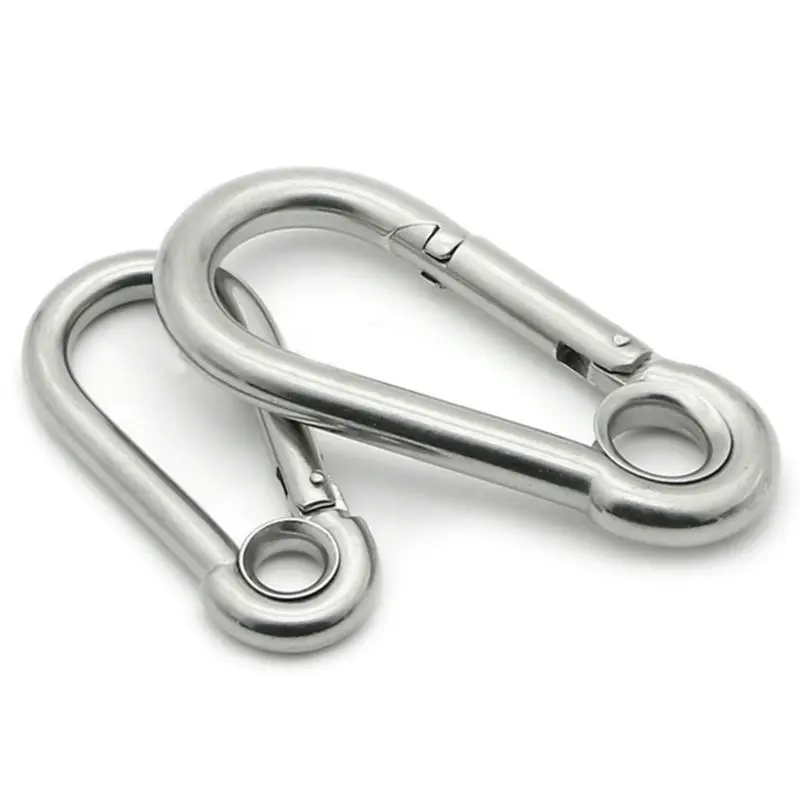 

5pcs M9 Silver Multifunctional Eyelet Spring shap Quick hook Chain Fastener Hook Carabiner Stainless Steel Hiking Camping