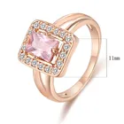 Женские квадратные кольца с фианитами FJ, широкие белые, розовые, Голубые Кольца под розовое золото 585 пробы, 11 мм, 2 цвета