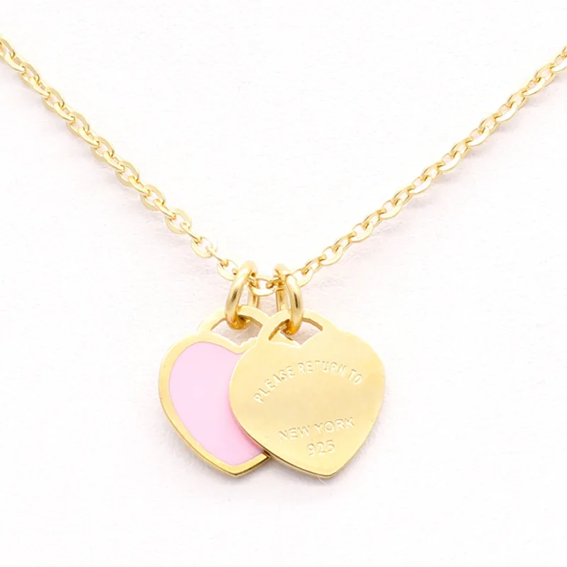 Новое поступление Любовь Двойное сердце Эмаль верхняя одежда FOREVER Love
