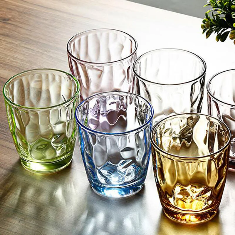 

6PCS/Set 250ML thickening Coloured glass water cup Beer mug edible grade material Lead-free glass