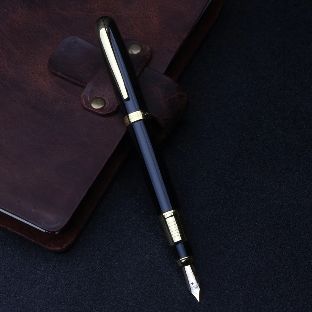 

F 0.5mm metal Fountain pen High Classic Iraurita nib calligraphy ink Golden Clip luxury black vintage Caneta Office school 1G808