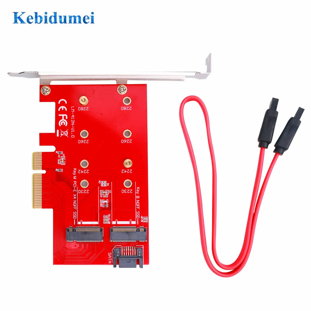 Kebidumei поддержка PCI Express 3 0 2230 2242 2260 2280 размер M2 NGFF к PCIE X4 адаптер M ключ и B Ключ SATA
