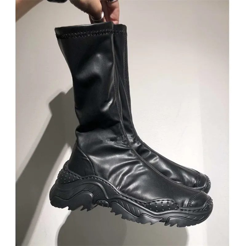 Женские ботинки на толстой подошве эластичные спортивные для досуга обувь