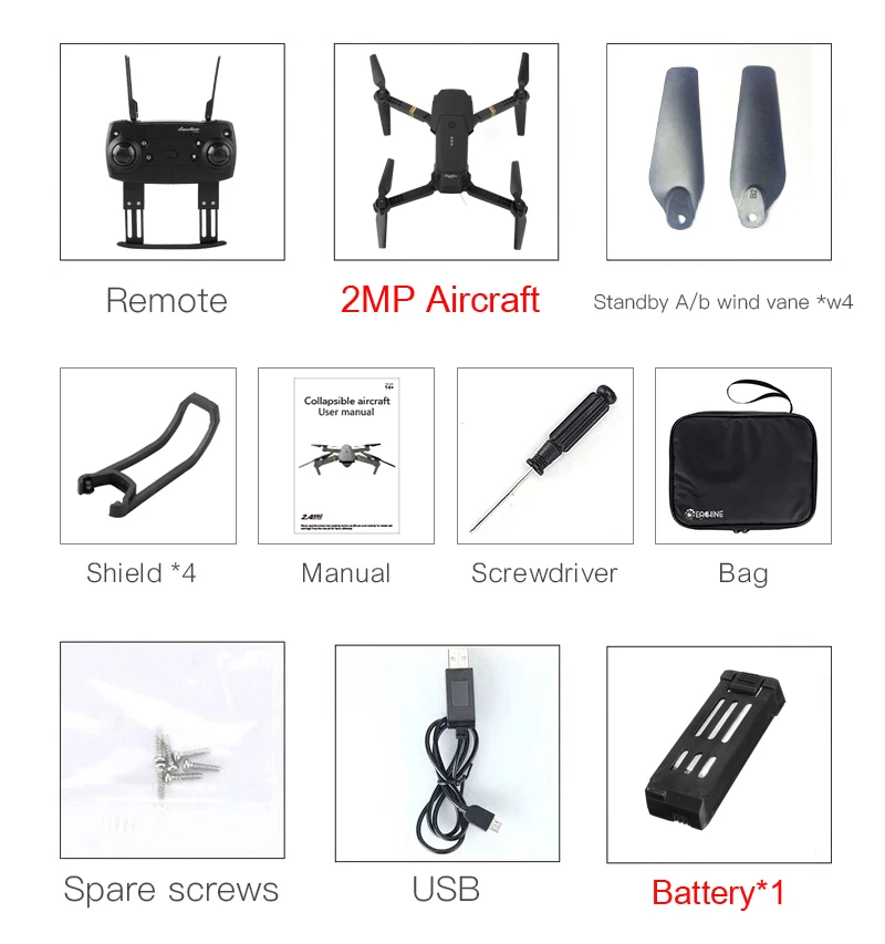 Eachine E58 wifi FPV с широкоугольной HD камерой Режим высокой фиксации складной рычаг RC Квадрокоптер RTF VS VISUO XS809HW - Цвет: 2MP1Batterywithbag