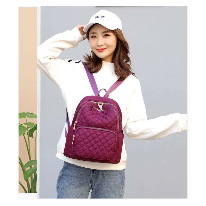 

Backpack casual new fashion Mummy backpack Lingge embroidery line travel bag trend ladies double backpack pregnant women bag