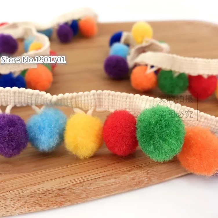 5 ярдов разноцветная лента помпон ручной работы Размером 18 мм|trim pom pom|sewing accessoriesball