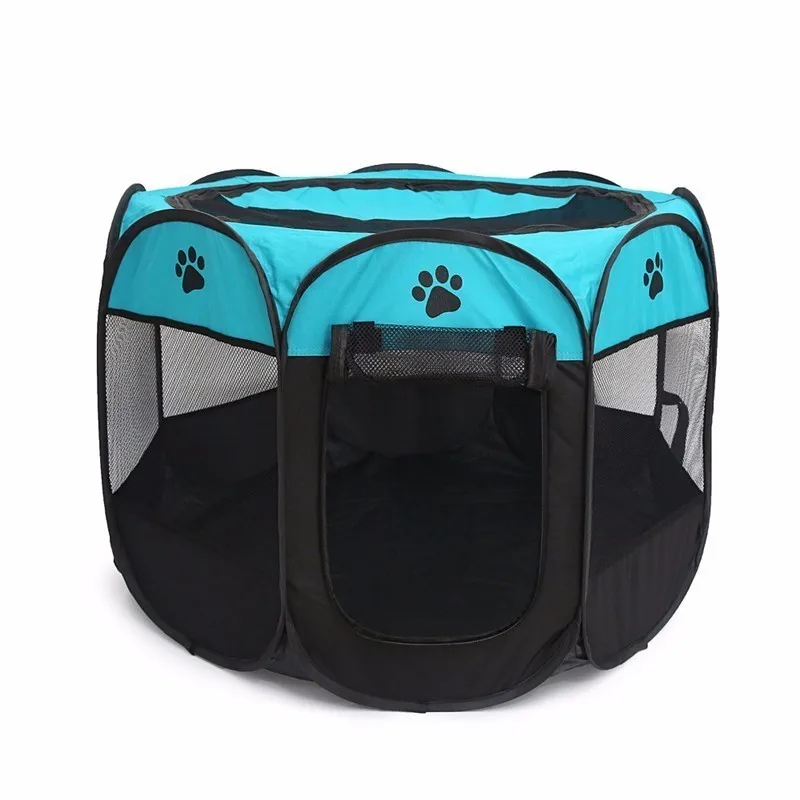 Black Blue Складной переноска для домашних животных палатка манеж собака кошка забор клетка для щенка питомник большое пространство складной упражнения играть в помещении на открытом воздухе два размера - Цвет: Black Blue