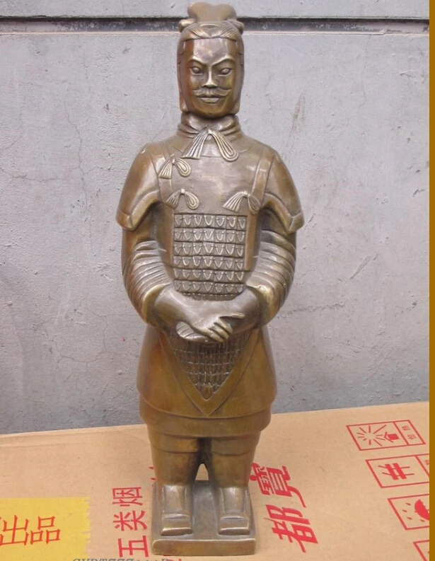 Бесплатная доставка стоящая статуя воина из терракоты 14 дюймов Китай Китайский